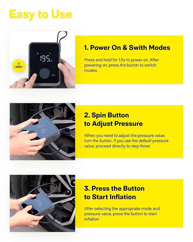 Amazon.com: HOTO Tire Inflator Portable, Electric Air Pump